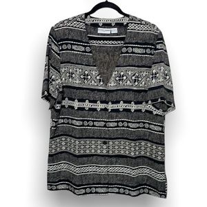 Alfred Dunner Printed, layered black and white top